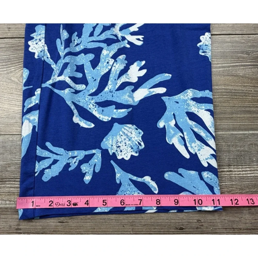 D&Co. BEACH Pants Women S Blue Tropical Floral Boho Beachy Coastal Summer Lounge